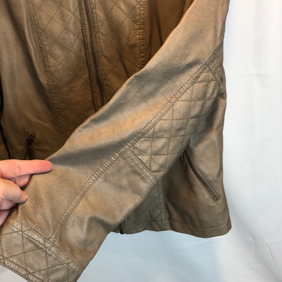 Alfani Vegan Leather Stone Colored Moto Jacket - Picture 4 of 7